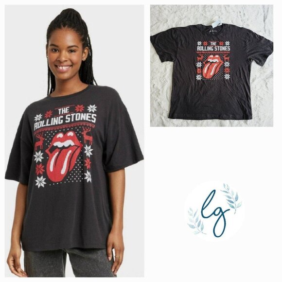 The Rolling Stones Tops - Women's the Rolling Stones Holiday Oversized Graphic T-Shirt (XXL) TP7-EY